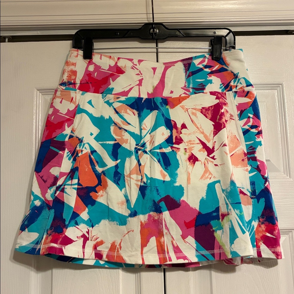 Talbots A-Line Skort Skirt - Pink and Blue Abstract Floral